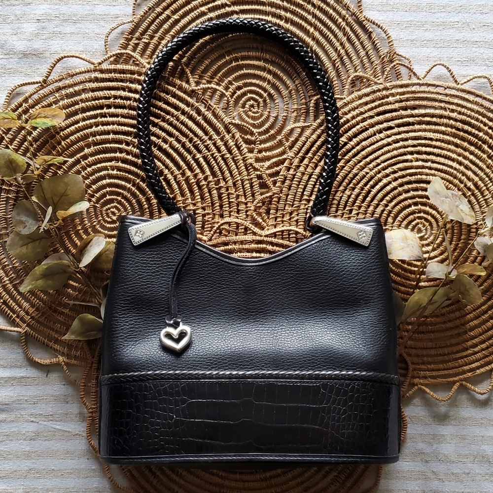 Y2K Black Leather Heart Shoulder Bag